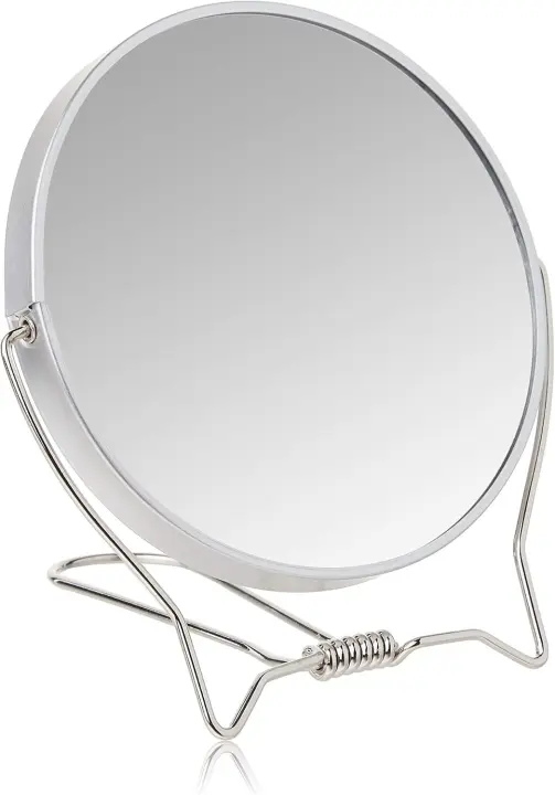Maquillaje de dos caras Goody con soporte, aumento de doble cara 1X y 3X, espejo de tocador con aumento de mesa ligero y portátil - 1