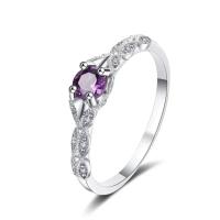 Anillo de plata ligero de lujo con circonita amatista para mujer, anillo con temperamento de gema de moda simple europea y americana - details 2