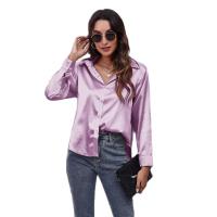 Camisa De Seda Para Mujer Elegante Y Cómoda De Satén Manga Larga Cuello En V Abierta Estilo Oficina Primavera Otoño - details 1