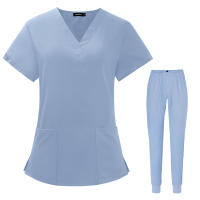 Conjunto de limpieza de farmacéutico, estomatología hospitalaria, odontología, médico, trabajo, enfermería, uniforme médico, moda con cuello en V de verano, - details 14