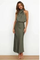 BUNO-Vestidos de seda satinada para mujer, vestidos sexys de fiesta de noche para primavera y verano, sin mangas, con hombros descubiertos, vestidos largos elegantes para mujer 2025 - details 11