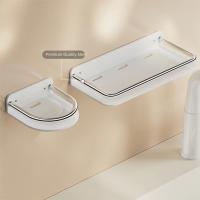 Estante de almacenamiento para baño sin perforaciones, estante cuadrado para champú montado en la pared, colgador de pared flotante sin taladro para almacenamiento de maquillaje - details 2