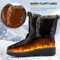 Women's Solid Color Snow Boots Casual Fur Lined Hook & Loop Boots Warm Fashion Platform Winter Boots - details 7