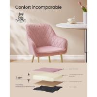 Silla de Comedor, Silla de Cocina, Sillón de Terciopelo, Silla Tapizada con Reposabrazos, Carga Máx. de 120 kg, Patas de Metal, para Comedor, Cocina, Rosa Jalea y Dorado Pálido LDC088R01 - details 4