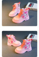 Botas de algodón informales para niñas, botines de PU británico, color rosa suave con cremallera lateral, a la moda, Otoño e Invierno - details 9