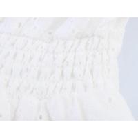 Vestido Mini de Bordado Hueco de Primavera 2025 Manga Abullonada, Cuello en V, Cintura Delgada, Vestido Blanco de Verano - details 10