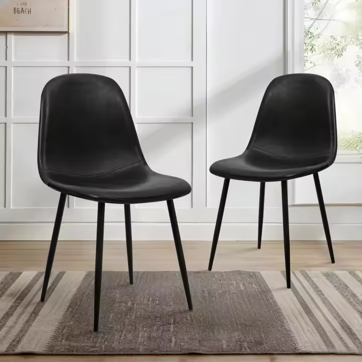 Juego de 4 Comedor, Sillas de Cocina Modernas con Patas de Metal y Respaldo Ergonómico, Color Gris Tela, Tejido, Espuma, Unidades - 1