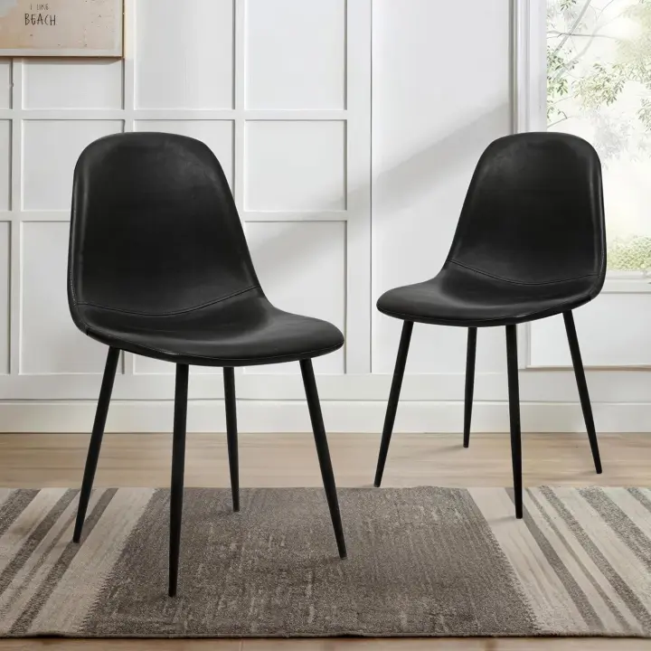 Juego de 4 Comedor, Sillas de Cocina Modernas con Patas de Metal y Respaldo Ergonómico, Color Gris Tela, Tejido, Espuma, Unidades - 1