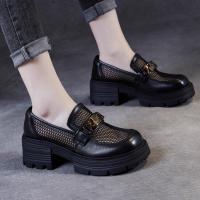 Zapatos de mujer estilo socialité francés de otoño, boca poco profunda, suela suave, tacón bajo plano, tipo abuela, sin cordones. - details 1