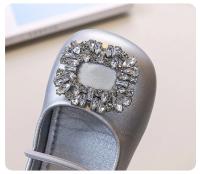Zapatos de cuero para niños, bailarinas con hebilla de diamantes de imitación para niñas, primavera y otoño, zapatos de fiesta informales a la moda de princesa para niños - details 2