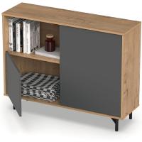 Taburete de Almacenamiento de Madera Roble Blanco Diseño de 2 Puertas y 1 Hueco - details 22
