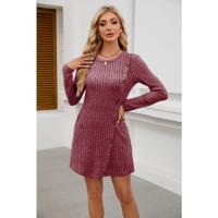 Vestidos de punto de manga larga de moda otoñal para mujer, vestido ajustado de color sólido para dama - details 5