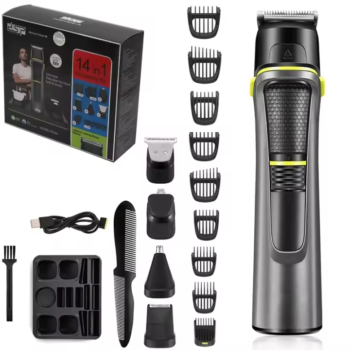Kit de aseo todo en uno para hombres, Afeitadora eléctrica, cortadora de pelo impermeable, recortadora corporal de barba, máquina de corte de pelo recargable - 1