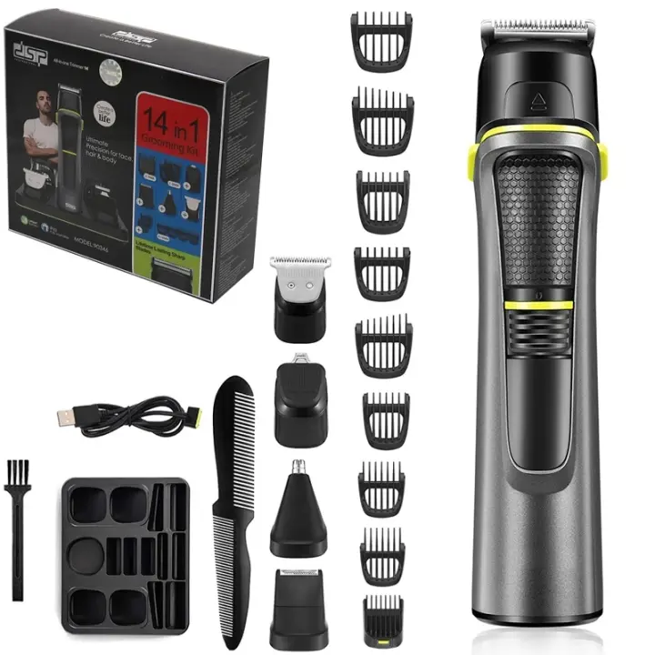 Kit de aseo todo en uno para hombres, Afeitadora eléctrica, cortadora de pelo impermeable, recortadora corporal de barba, máquina de corte de pelo recargable - 1