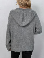 Cárdigan con capucha para mujer, suéter de punto de manga larga con cuello en V, sólido, abrigo de punto con cordón, otoño e invierno, nuevo - details 13