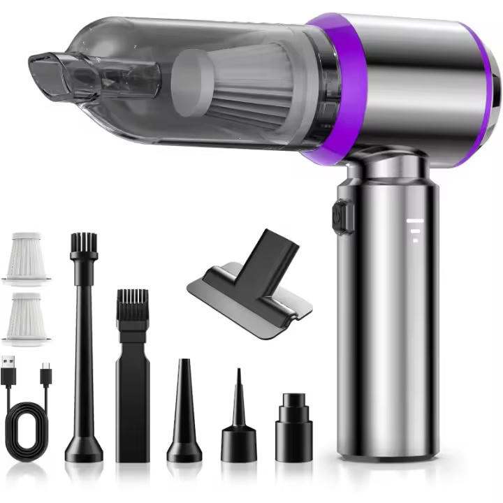 Aspirador de Mano Potente 18000PA Mini Aspirador 3 en 1 Portátil con Filtro HEPA para Coche, Hogar, Oficina Sin Cable - 1