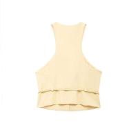 Chaleco Amarillo con Cuello en V Manga Corta, Elegante para Mujeres, Blazers y Vestidos - details 2