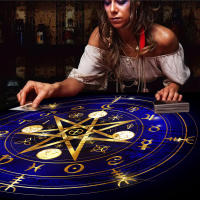 Mantel de Altar de Tarot Paño de Mesa Págico de Astrología Espiritual con Runas - details 0