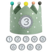 Corona de cumpleaños verde con números intercambiables del 0 al 9, decoración de fiesta de aniversario ajustable para meses, sup - details 0