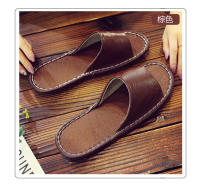 Casa antideslizante fondo suave salón de belleza piso de madera interior color sólido zapatillas de cuero para hombres y mujeres - details 6