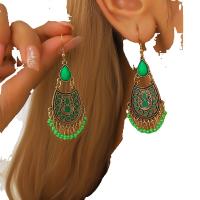 Pendientes de borla turquesa estilo étnico retro pendientes versátiles de temperamento para damas. - details 1