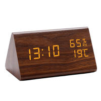 Reloj electrónico Triangular LED de madera, despertador Digital de temperatura y humedad, USB/AAA, Decoración de mesa de dormitorio - details 7