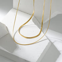 Collar de cadena de acero inoxidable para mujer, joyería de mezcla, color dorado, simple, de varias capas - details 3