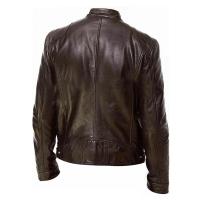 Chaqueta de Cuero Motera Delgada Ajuste Cinturón, Abeto, Anti-viento para Otoño - details 3