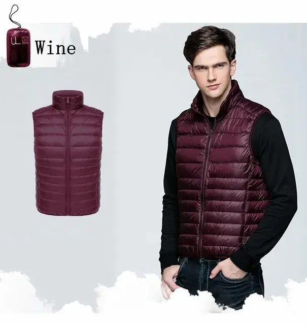 Chaleco sin mangas ultraligero para hombre, chaqueta lisa sin mangas, ligera, impermeable, para invierno - 1