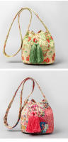 Bolso bandolera de lona para mujer, estilo étnico, bohemio con borlas - details 11