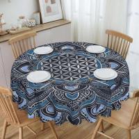 Mantel circular mandala, flor de loto de la vida, impermeable, resistente al aceite, 60 pulgadas, forma geométrica sagrada - details 73