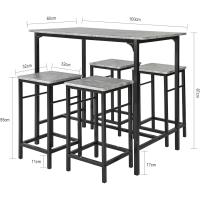 Juego de Mesa Comedor Conjunto de Mesa Alta de Bar con 4 Taburetes y 1 Mesa Gris - details 5
