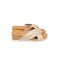HLUNA - Sandalias con Plataforma y Tacón - tiras efecto esparto cruzadas en color Beige - Sandalias planas para mujer Verano M-205C - details 4