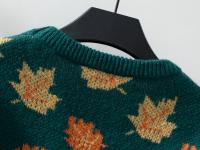 Jersey de punto con patrón de hoja de arce para mujer, jersey de cuello redondo, Top de otoño e invierno, nuevo - details 13