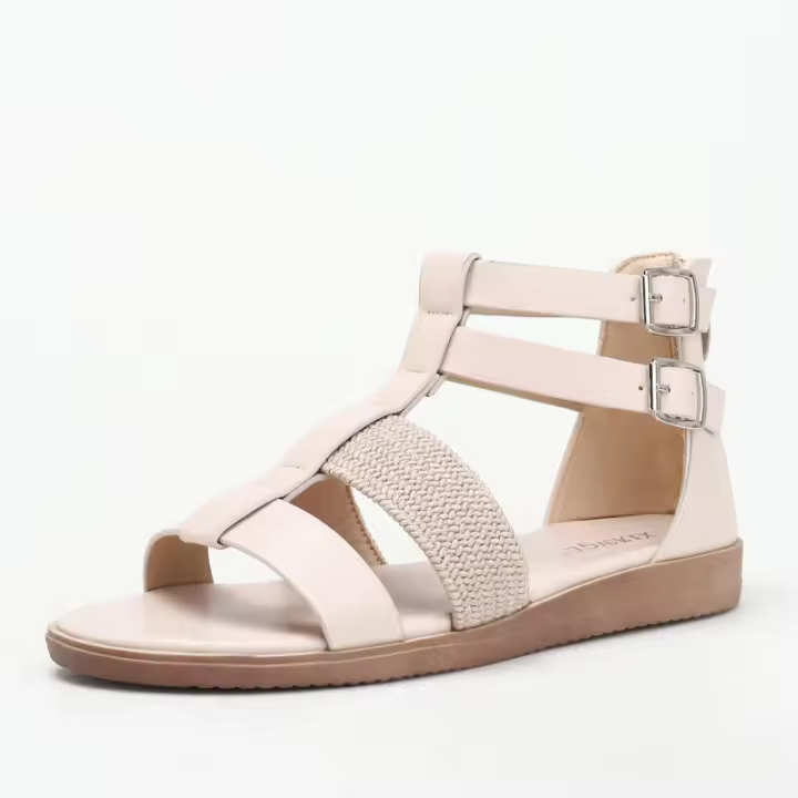Sandalia plana nueva verano estilo hada playa sandalias romanas mujer casual versátil - 1