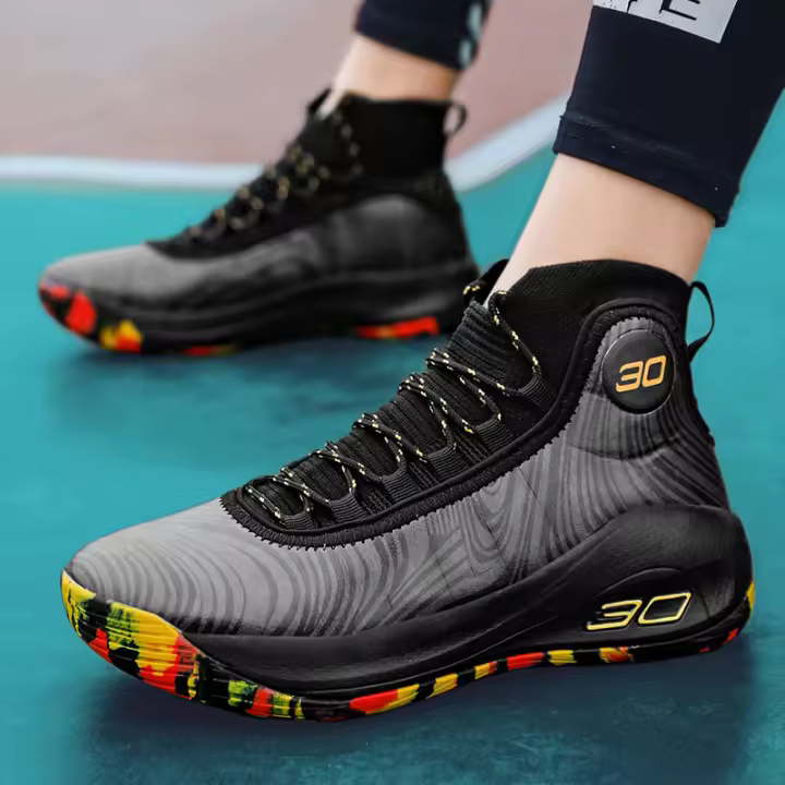 Zapatillas de baloncesto para hombre con parte superior de piel, antideslizantes y resistentes al desgaste, ideales para cancha de cemento. - 1