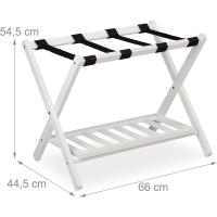Reposa Maletas Madera, Porta equipajes, 2 baldas, 54,5x66x44 cm, Color Blanco - details 4