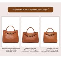 Nuevo Bolso popular Bolso de mano tejido con hebilla de cuerda de metal Bolso de hombro Bolso de mujer retro de gran capacidad átil - details 9