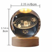 Luz nocturna LED USB, lámpara Galaxy Crystal Ball, lámpara 3D planeta luna, decoración del hogar - details 8