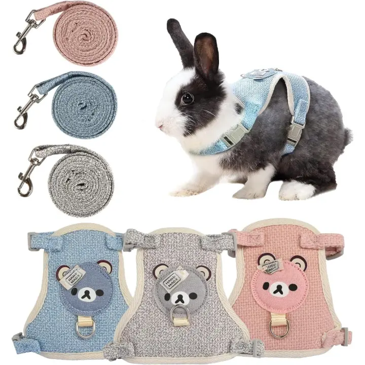 3 correas de conejo ajustables, 120 cm, para gatos, conejos, enanos, conejos, juego - 1