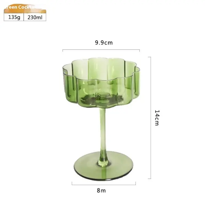 Vasos de pétalos, copa de cristal nórdica con cola, copa de champán transparente, copas de vino coloridas y ligeras - 1