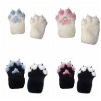 Guantes de disfraz de Cosplay de dibujos animados, traje de Fursuit Kigurumi, guantes de pata de gato de peluche, accesorios de Cosplay peludos gruesos, regalos - details 4