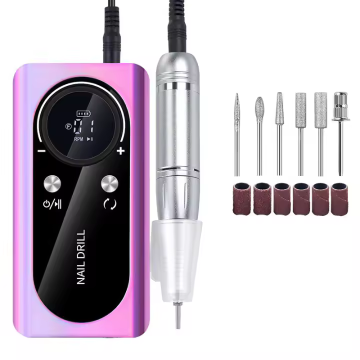 Lima de uñas eléctrica profesional, taladro de uñas portátil inalámbrico de 45000 RPM, máquina de lima de uñas recargable para esmalte de uñas de gel acrílico, juego de arte de uñas para el hogar - 1