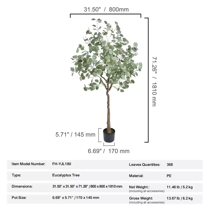 SucceBuy Árbol artificial, árbol en maceta falso verde realista para el hogar, la oficina, la decoración del almacén, interior y exterior - 1