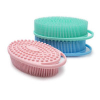 Cepillo táctil de silicona de doble cara explosivo con anillo colgante Cepillo de baño para bebés Cepillo de masaje Cepillo de baño de champú de silicona suave - details 12