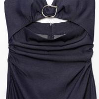 Vestido largo de verano con diseño hueco PB&ZA2025, cuello en V, sin mangas, cintura alta, ajustado, cuello halter, espalda descubierta, ropa nueva para mujer. - details 5