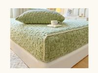 Funda de colchón de terciopelo grueso, Protector de almohadilla de cama tejido de amor, Sábana bajera cálida de felpa para el hogar, colchas de dormitorio - details 15