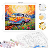 RUOPOTY-Kits de pintura por números, autobús colorido con Marco, paisaje, artesanías, colorear por números, flores para decoración del hogar - details 4