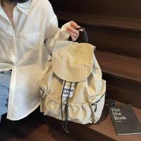 Mochilas simples de Color sólido con cordón, bolsos de hombro fruncidos de nailon de gran capacidad, mochila escolar informal ligera para estudiantes, viaje - details 6
