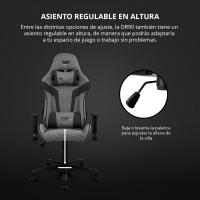 DR90 - Silla Gaming Profesional, Tejido Transpirable, reposabrazos 2D Acolchado, Base Nylon Reforzado, pistón Clase 4, cojín Lumbar y Cervical, Color Gris/Blanco - details 28